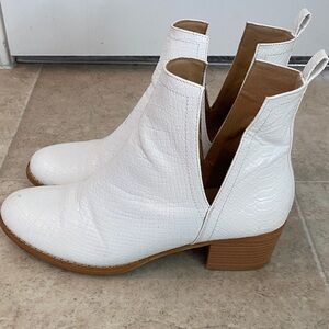 White Textured Ankle Boots